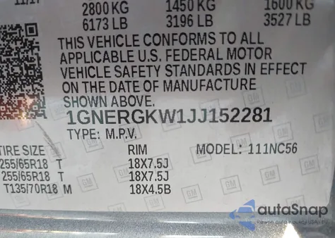 2018 Chevrolet Traverse 1Lt from USA, damaged, VIN 1GNERGKW1JJ152281